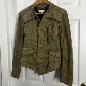 Marrakech for Anthropologie Olive Utility Jacket Paisley Lined Boho • Size M